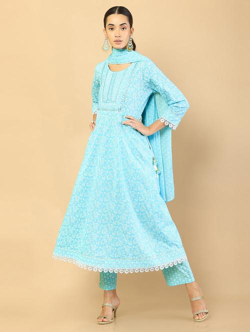 printed kurta pant dupatta set - 18931208 - Very Small Image - 1