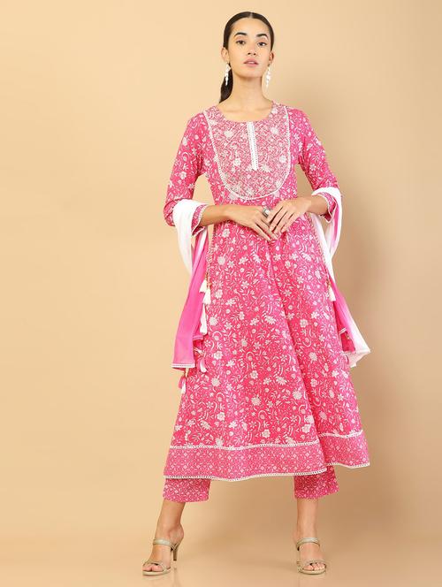 printed kurta pant dupatta set - 18931209 - Very Small Image - 1