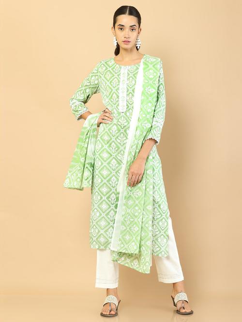 printed kurta pant dupatta set - 18931212 - Very Small Image - 1