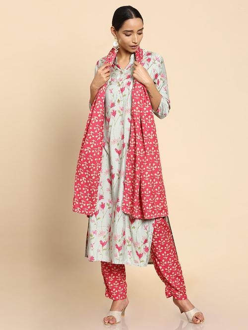 printed kurta pant dupatta set - 18931228 - Very Small Image - 1