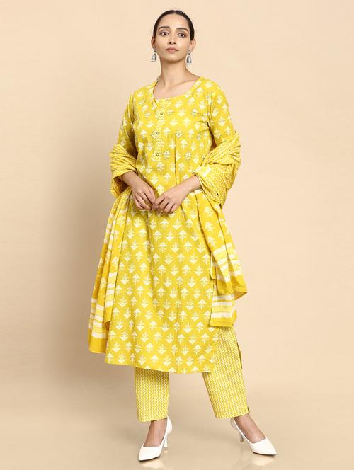 printed kurta pant dupatta set - 18931234 - Very Small Image - 1