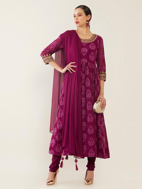 magenta embroidered suit set - 18931381 - Very Small Image - 1
