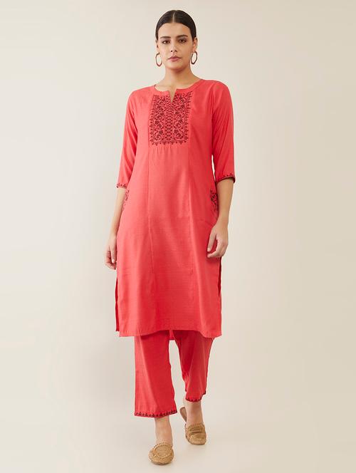 orange embroidered suit set - 18931395 - Very Small Image - 1