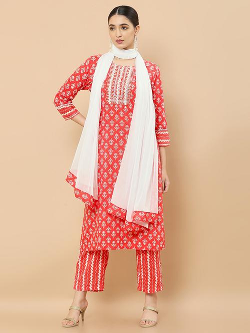 orange block printed suit set - 18931425 - Very Small Image - 1