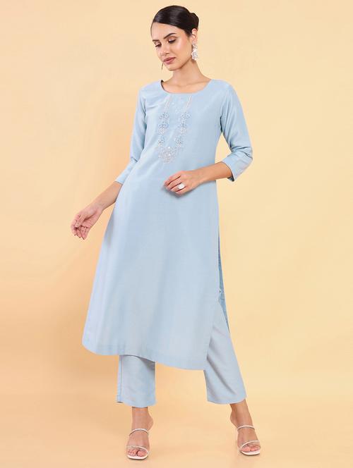 embroidered kurta pant set - 18931480 - Very Small Image - 1