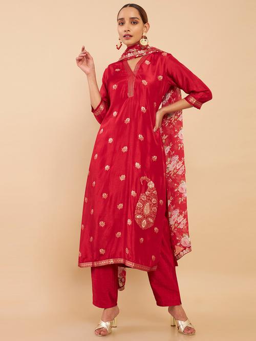 red foil printed suit set - 18931508 - Very Small Image - 1