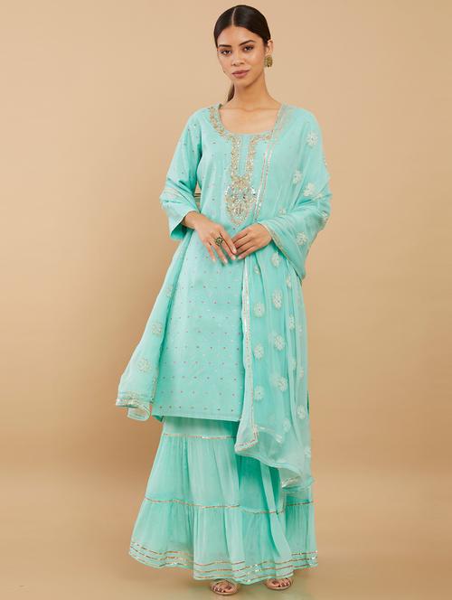 light blue zari work suit set - 18931520 - Very Small Image - 1
