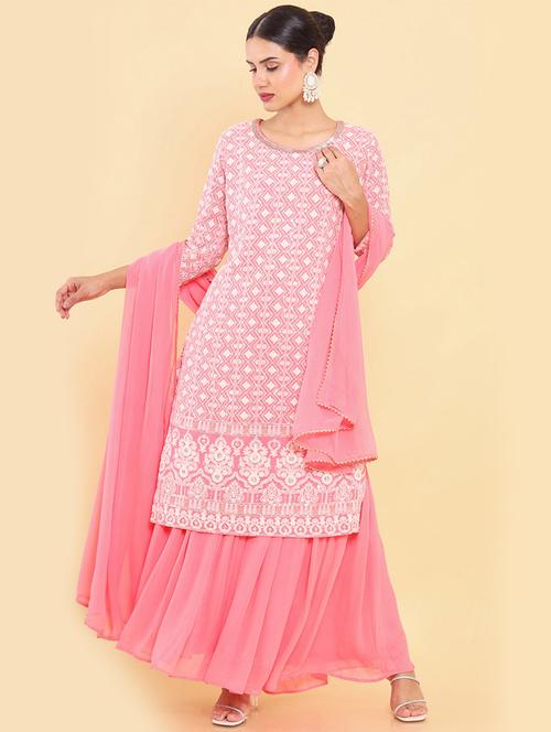 pink embroidered suit set - 18931544 - Very Small Image - 1