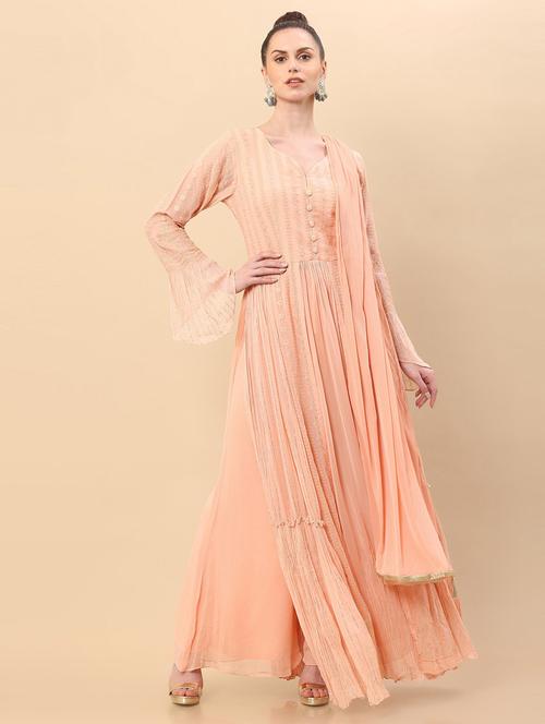 peach embroidered suit set - 18931554 - Very Small Image - 1
