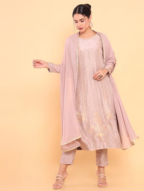 peach foil print suit set - 18931566 - Very Small Image - 1