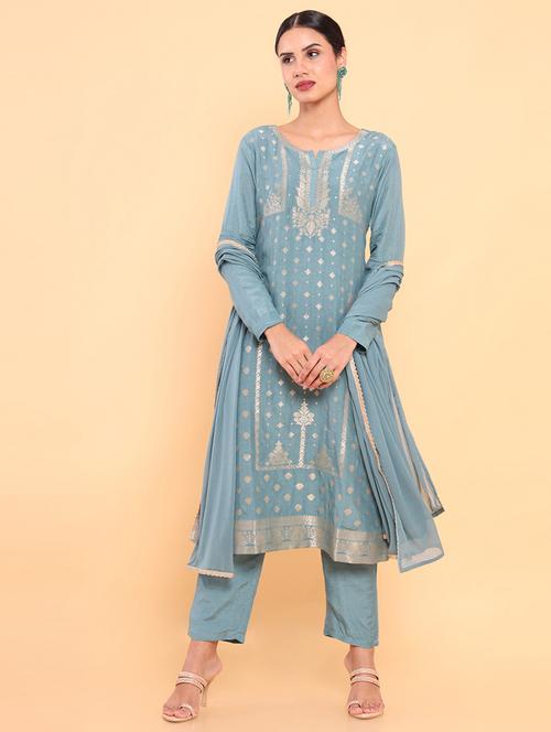 turquoise foil print suit set - 18931573 - Very Small Image - 1