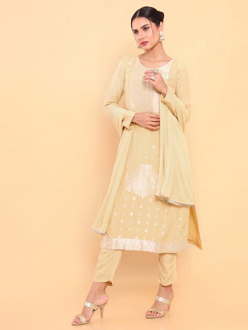 yellow foil print suit set - 18931575 - Very Small Image - 1