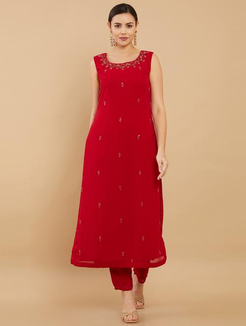 red sequin suit set - 18931612 - Very Small Image - 1