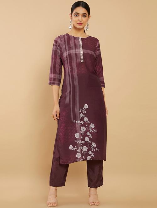 purple printed suit set - 18931649 - Very Small Image - 1