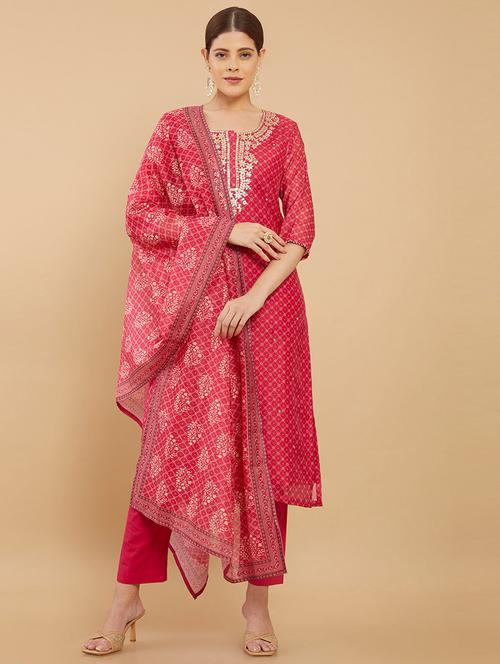 pink printed suit set - 18931660 - Very Small Image - 1