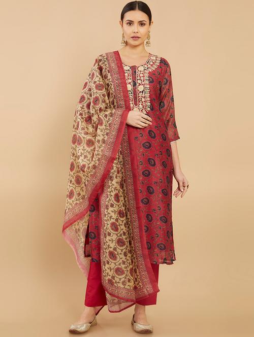 red printed suit set - 18931662 - Very Small Image - 1