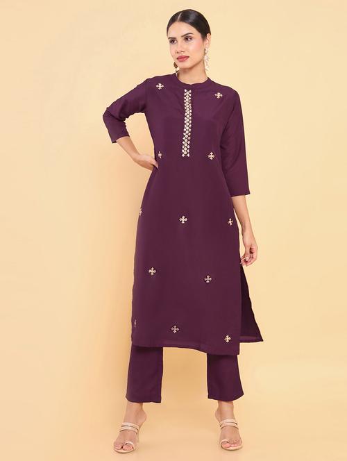 purple zari work suit set - 18931736 - Very Small Image - 1