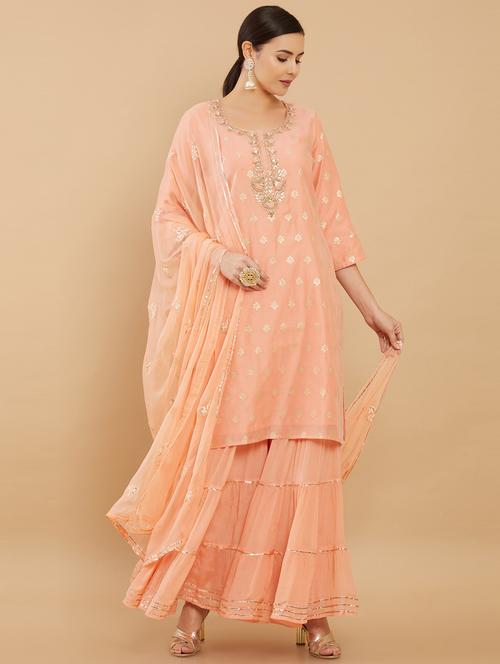 embroidered straight suit set - 18931754 - Very Small Image - 1