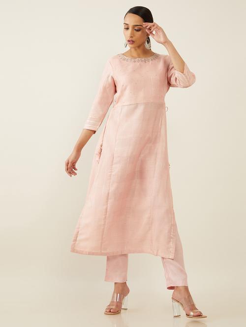 embroidered straight kurta set - 18931759 - Very Small Image - 1