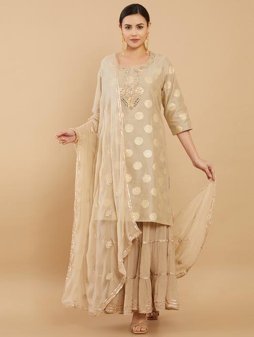 embroidered straight suit set - 18931762 - Very Small Image - 1
