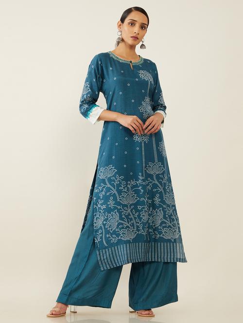printed a-line kurta set - 18931771 - Very Small Image - 1