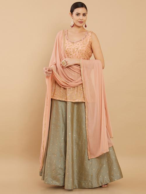 embroidered kurta skirt set - 18931772 - Very Small Image - 1