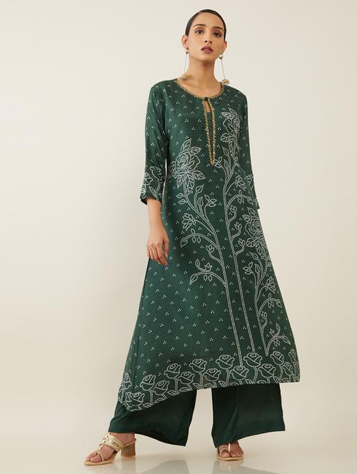printed a-line kurta set - 18931777 - Very Small Image - 1