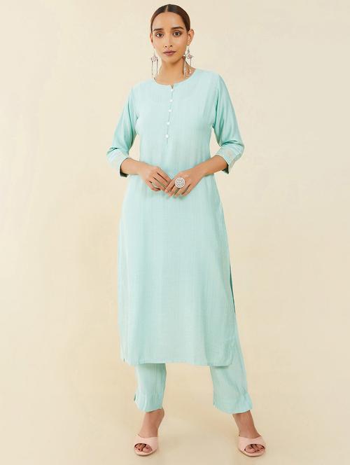 turquoise solid suit set - 18931788 - Very Small Image - 1