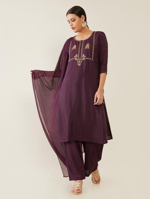 purple embellished suit set - 18931836 - Very Small Image - 1