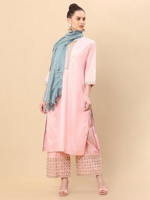 pink solid palazzo suit set - 18931843 - Very Small Image - 1