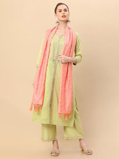 green embroidered palazzo suit set - 18931857 - Very Small Image - 1