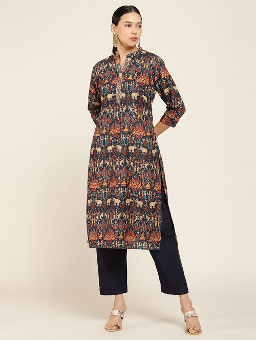 multi coloured printed kurta pant set - 18931928 - Very Small Image - 1