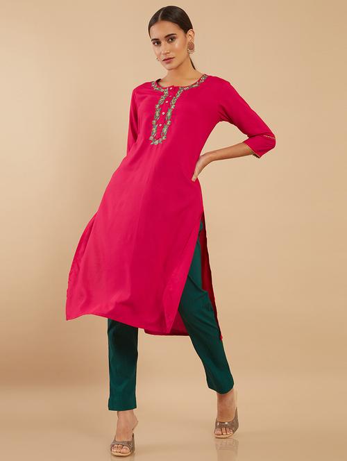 multi coloured embroidered kurta pant set - 18931967 - Very Small Image - 1