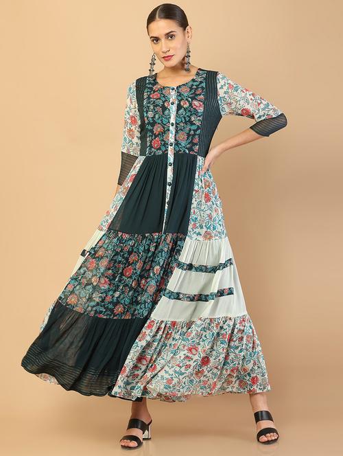 multi coloured printed kurta pant set - 18932026 - Very Small Image - 1