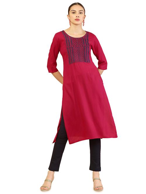 embroidered straight kurta - 18932056 - Very Small Image - 1