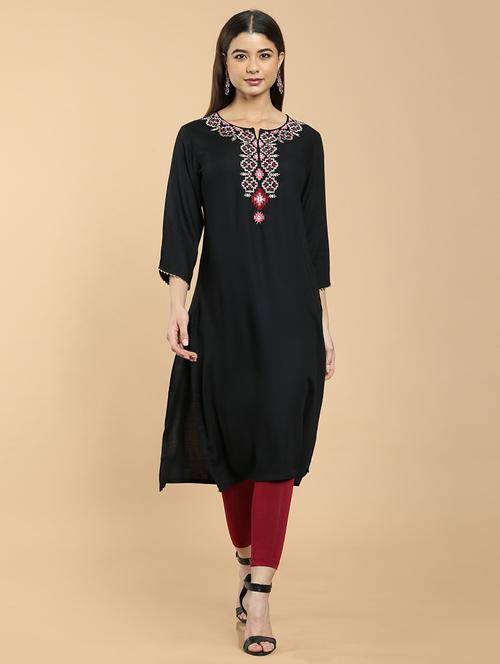 embroidered straight kurta - 18932113 - Very Small Image - 1