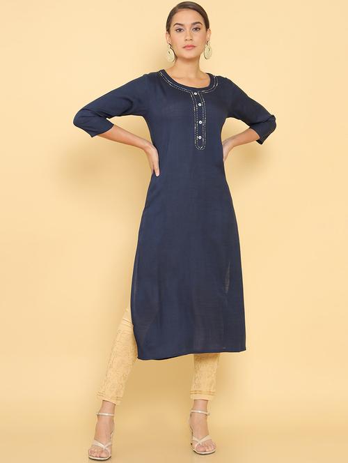 women's straight kurta - 18932117 - Very Small Image - 1