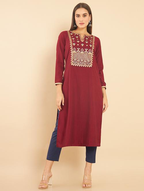 women's straight kurta - 18932132 - Very Small Image - 1