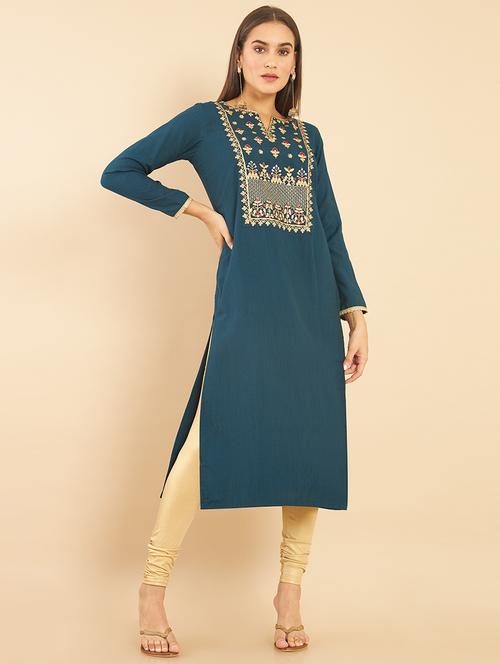 women's straight kurta - 18932133 - Very Small Image - 1