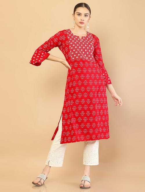 embroidered straight kurta - 18932144 - Very Small Image - 1