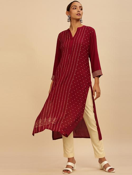 embroidered straight kurta - 18932160 - Very Small Image - 1