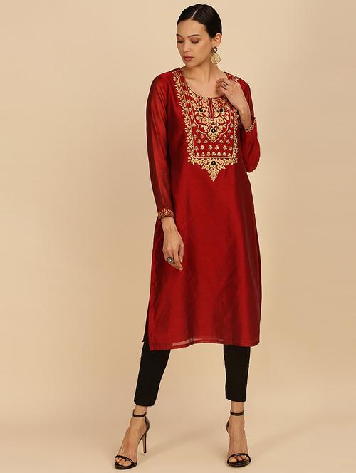 embroidered straight kurta - 18932172 - Very Small Image - 1