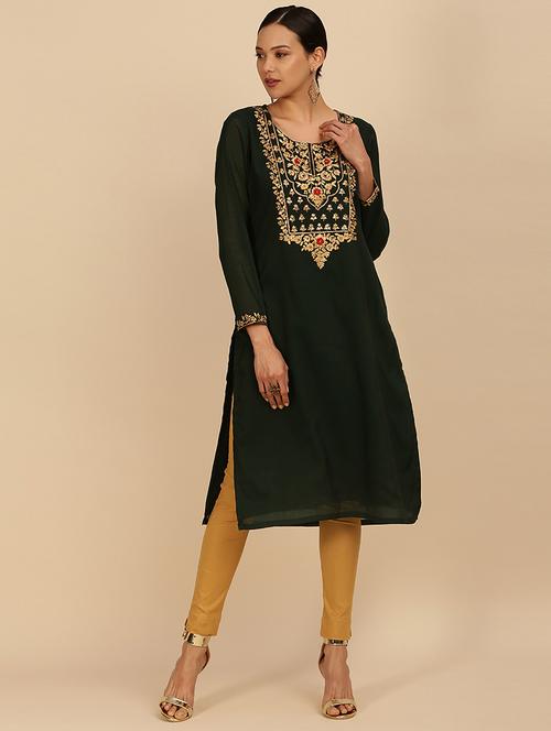 embroidered straight kurta - 18932173 - Very Small Image - 1
