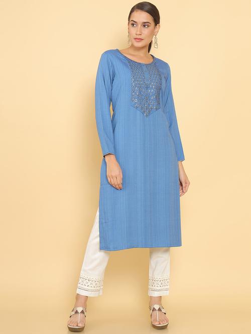 embroidered straight kurta - 18932190 - Very Small Image - 1