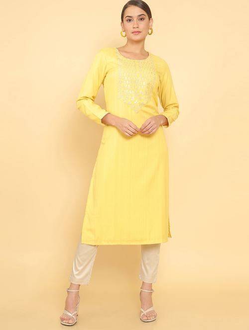 embroidered straight kurta - 18932191 - Very Small Image - 1
