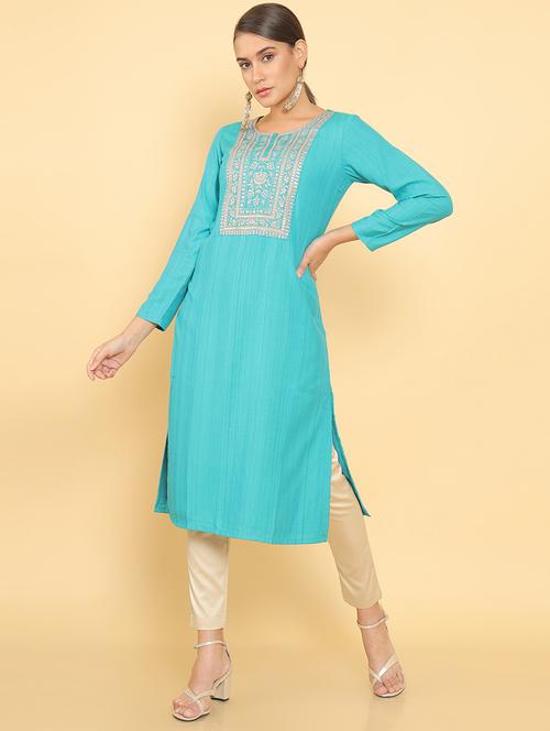 embroidered straight kurta - 18932194 - Very Small Image - 1