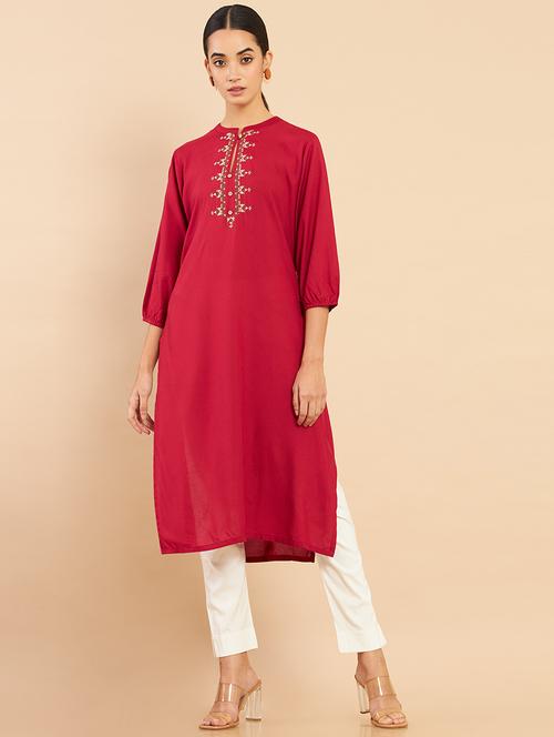 women's straight kurta - 18932215 - Very Small Image - 1