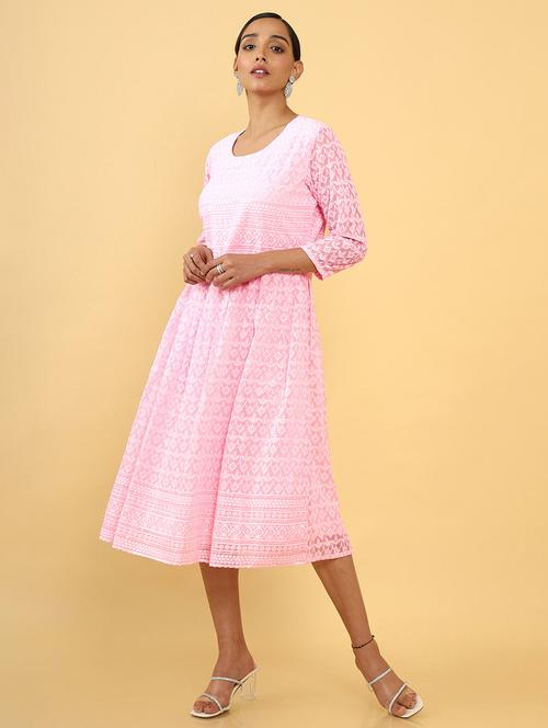 pink a-line embroidered kurta - 18932306 - Very Small Image - 1