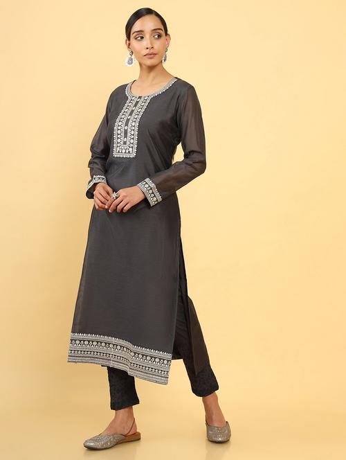 women's straight kurta - 18932339 - Very Small Image - 1