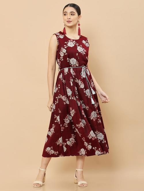 maroon rayon aline kurta - 18932385 - Very Small Image - 1